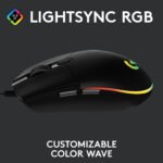 Logitech G102 Light Sync / Adj DPI Upto 8000, 6 Programmable Buttons, RGB Wired Ambidextrous Optical Gaming Mouse - Image 3