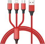 RPMSD Micro USB Cable 2 A 1.2 m 3in1 Multiple USB Data Cable Charging with USB, Type C, Lightning Fast Charging  (Compatible with All Android Devices, All Lightning Devices, White, One Cable)