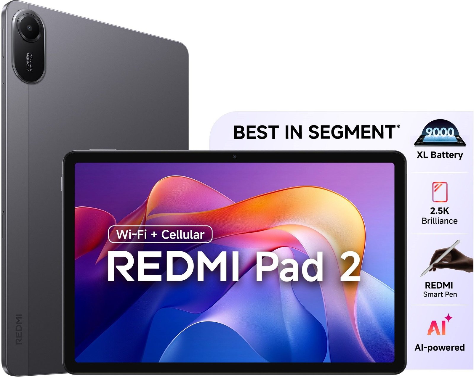 original-imahd8chghhhfhc9-1-1.jpeg REDMI Pad 2 6 GB RAM 128 GB ROM 11.0 inch with Wi-Fi+4G Gaming Tablet (Graphite Grey) - Image 1