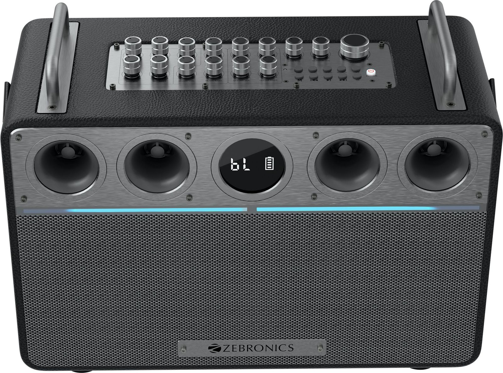 zeb-studioxone-zeb-tspk-102-zebronics-original-imah8bprdhewwsuy.jpeg ZEBRONICS StudioXOne (TSPK 102), BTv5.3, 8h playback, Guitar Control, OTG Live Stream 240 W Bluetooth Home Audio Speaker (Black, Stereo Channel) - Image 1