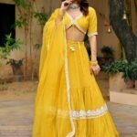 Embroidered V-Neck Ready to Wear Lehenga & Blouse With Dupatta