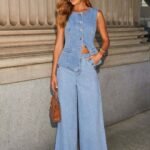 Round Neck Top With Palazzos Co-Ords