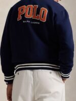 Men Stand Collar Typography Printed Cotton Casual Bomber Jacket - Image 2