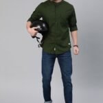 Roadster Men Olive Green Cotton Casual Shirt