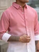 Powerlook Men Spread Collar Solid Cotton Casual Shirt - Image 2