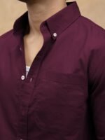 Powerlook Men Button-Down Collar Solid Cotton Casual Shirt - Image 2