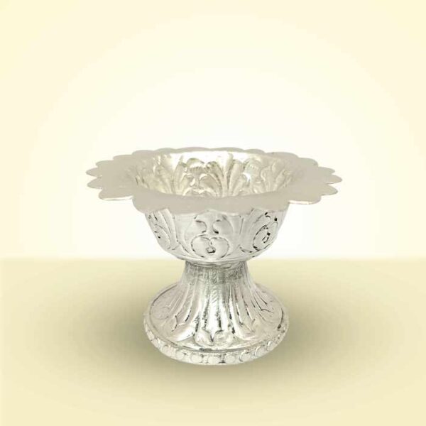 Circle Design Diya Made of Brass with Silver Coating