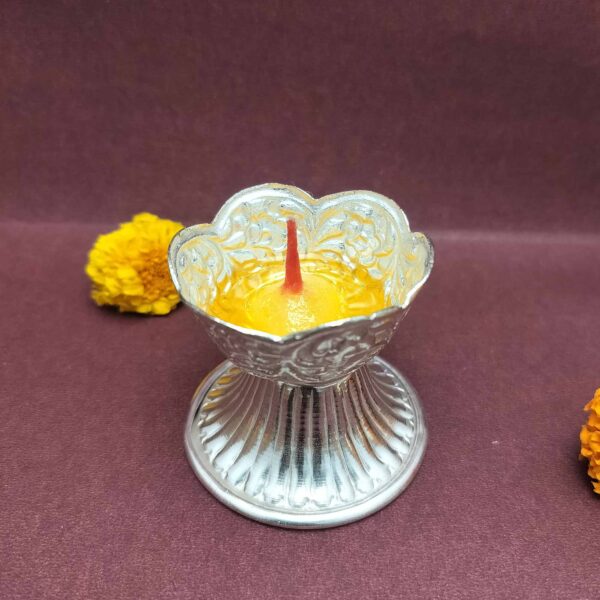 Pure Silver Coated Brass Stand Diya