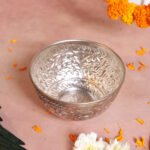 Decorative Brass Silver-Plated Handicraft Serving & Puja Bowl - Image 3