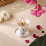 Brass Silver Plated Handicraft Floral Design Diya - Image 2